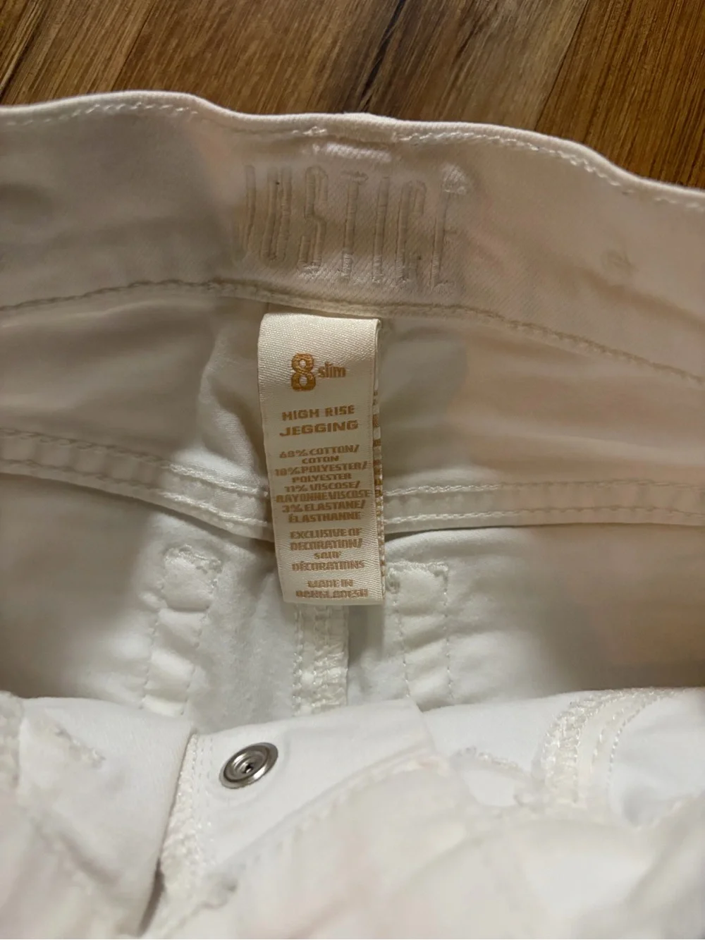 Justice White Button-Fly Slim Jeans for Kids